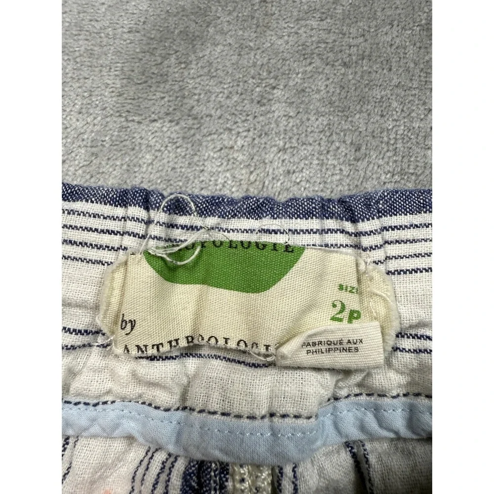 Anthropologie Seashore Striped Linen Blend Drawstring Pants Size 2P - Picture 4 of 13